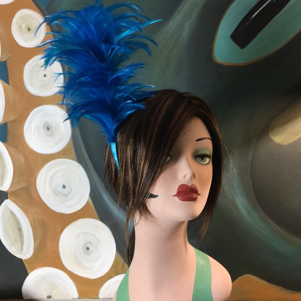 NWT Blue Feather Fascinator Headband